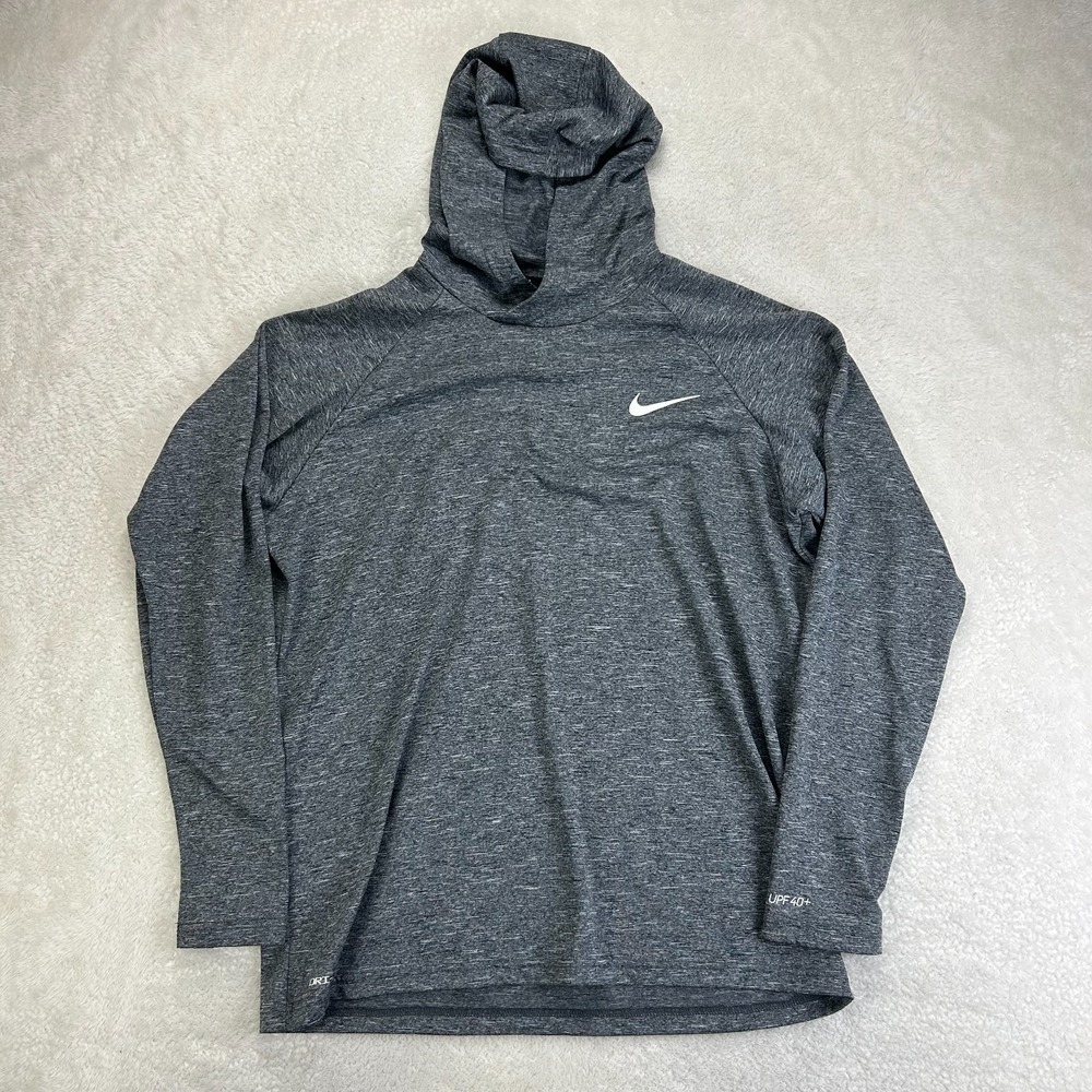 Nike Dri-Fit Swim Hydroguard Essential Hooded Top Womens M Gray UV "Read"